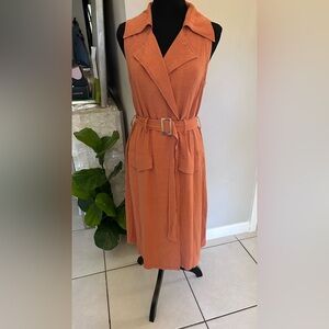Terracotta Linen Wrap Dress
